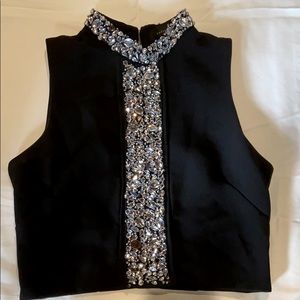 Rhinestone black crop top